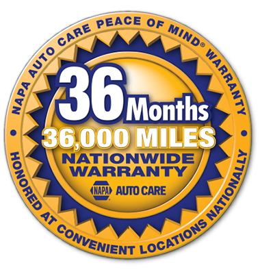 36 month/36,000 mile NAPA Auto Care Warranty
