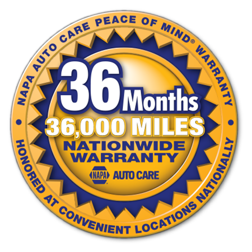 36 month/36,000 mile NAPA AutoCare warranty